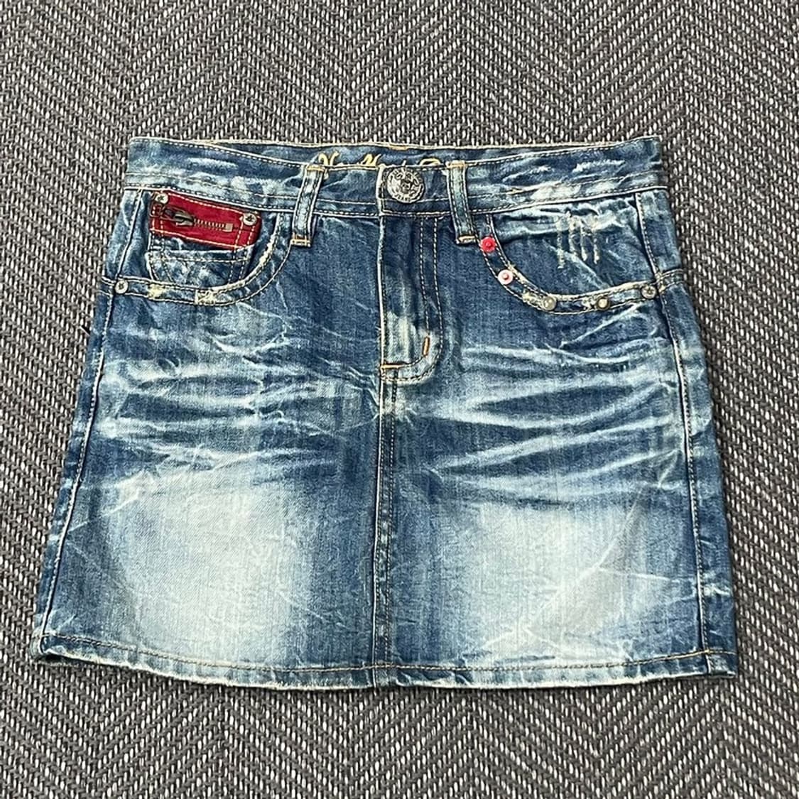 워싱 데님 미니 스커트 v0146 상품이미지1