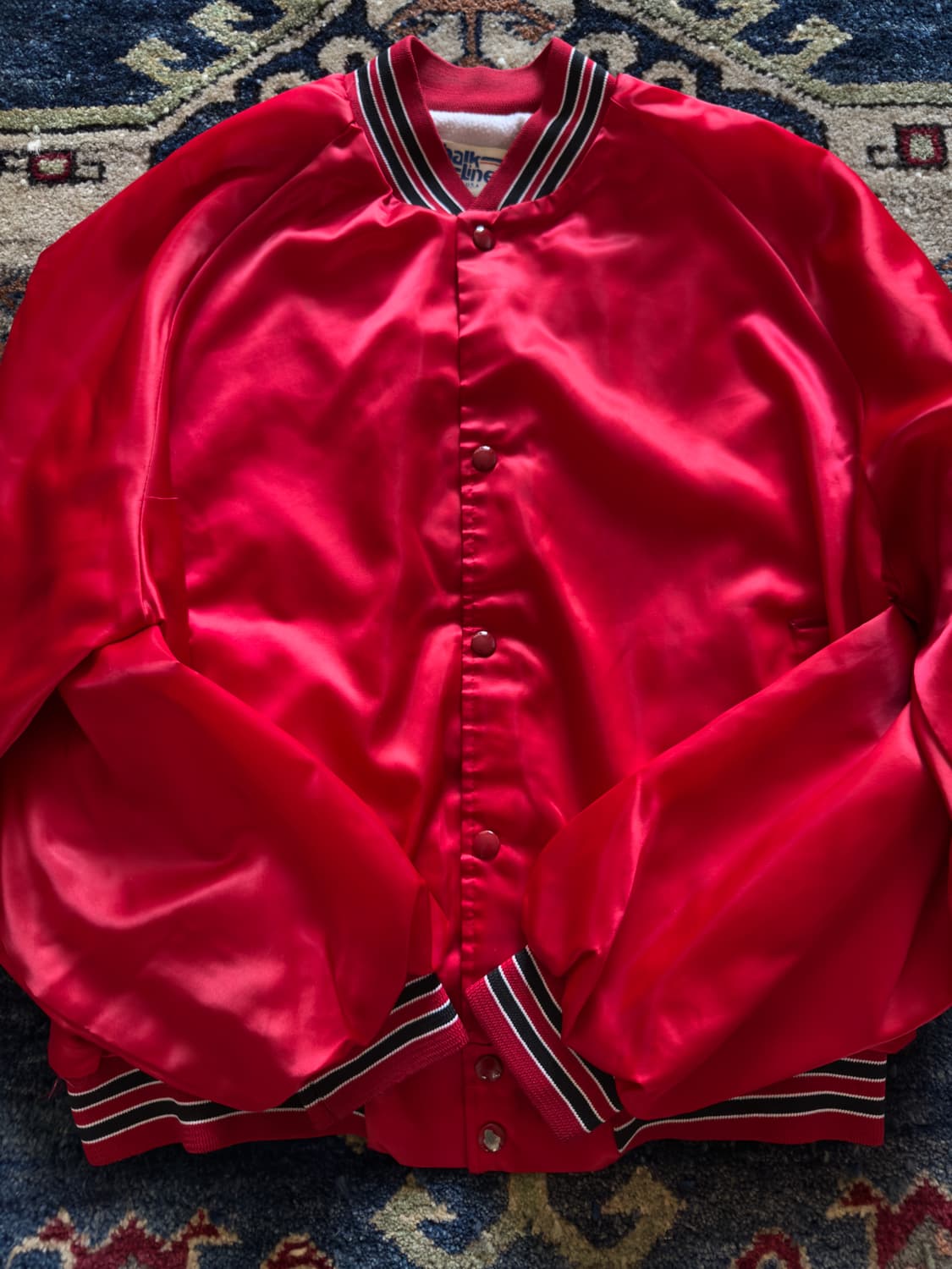 90s USA Chalk Line satin varsity Jacket 상품이미지7