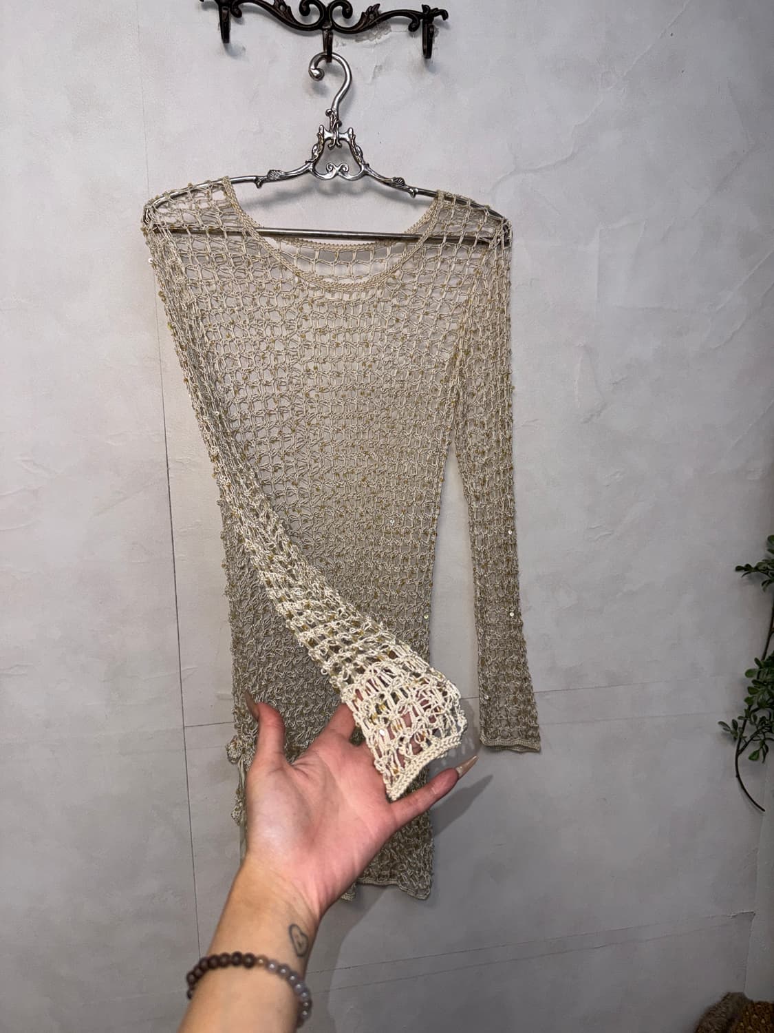 Ivory spangled net loose knit 상품이미지6