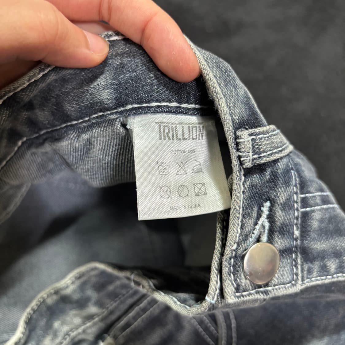 S 트릴리온 사이드턱 워싱 와이드 데님팬츠 상품이미지6
