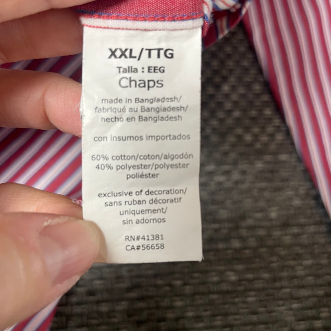 챕스 레드 스트라이프 버튼 다운 셔츠 XXL 상품이미지6