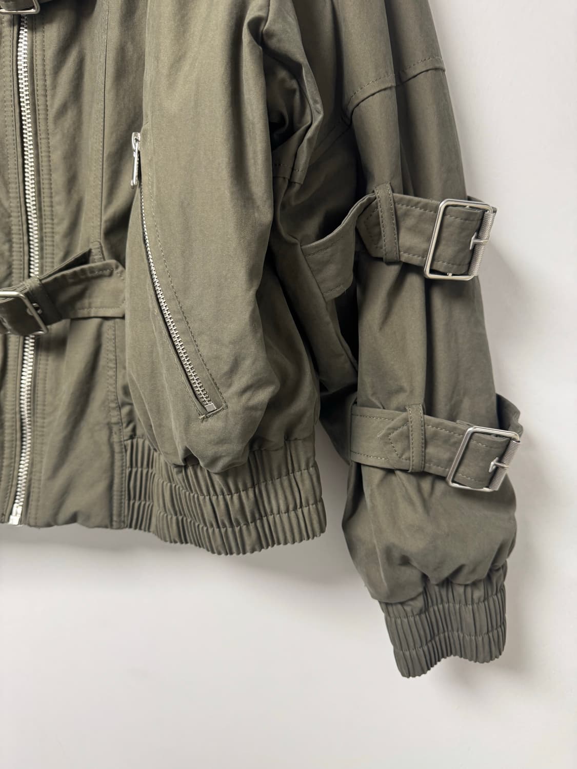ZARA 자라 탭 버클 벨트 포인트 카키 봄버자켓 S 상품이미지9