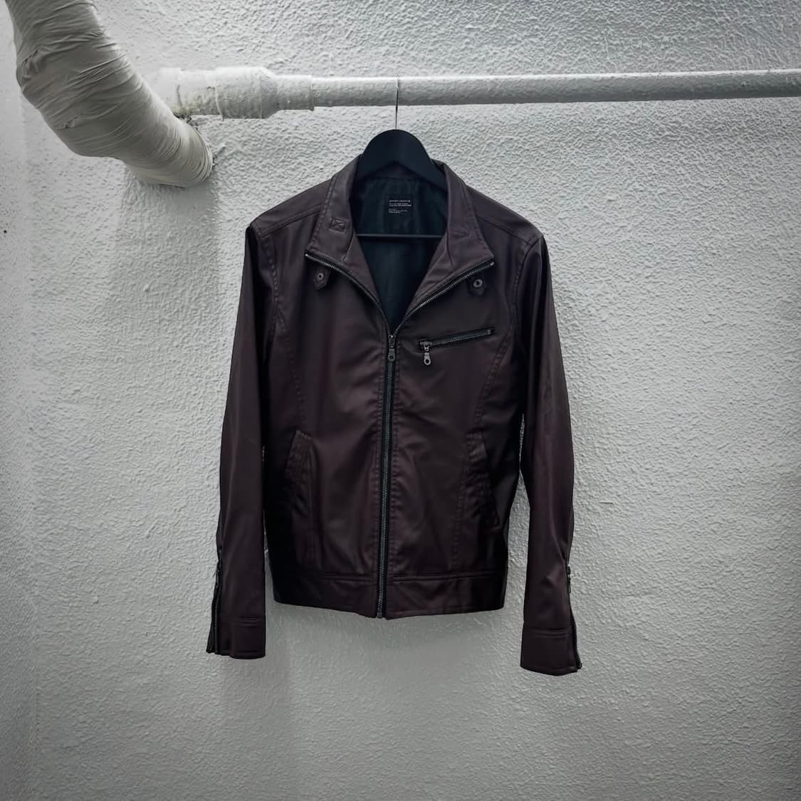 Burgundy rider leather jacket 상품이미지3