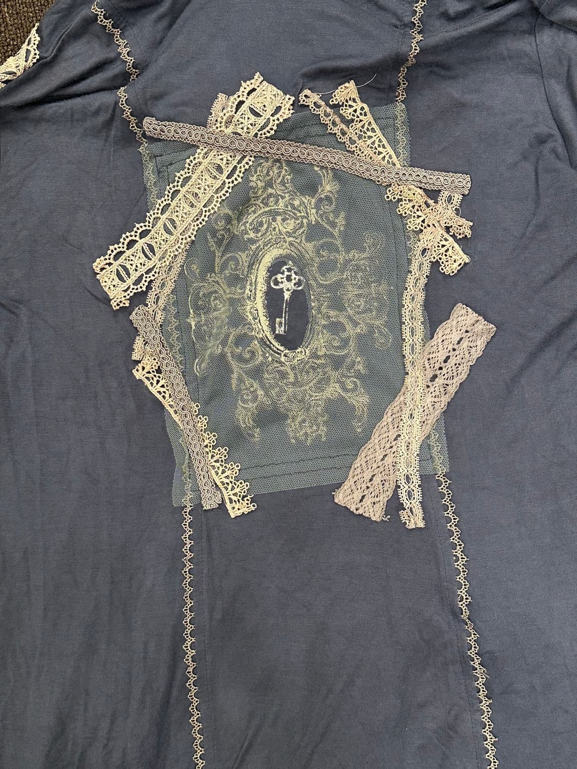 OS)Ozz Angero 빈티지 여성 레이스 디테일 반팔 후드집업 상품이미지8