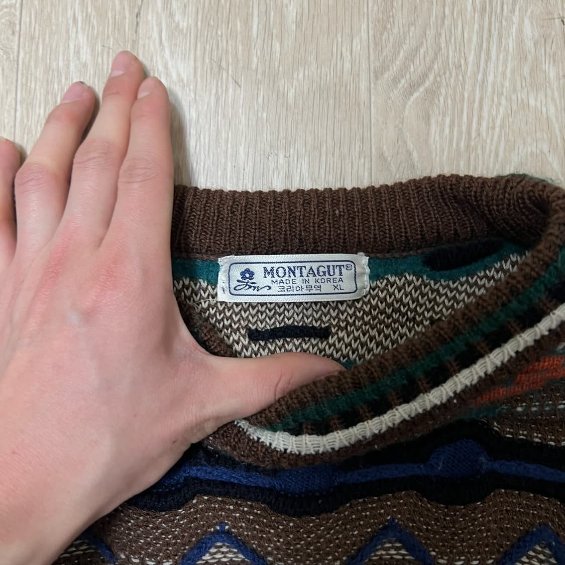 MONTGUT 아메카지 빈티지 라운드 니트 XL/105  상품이미지4