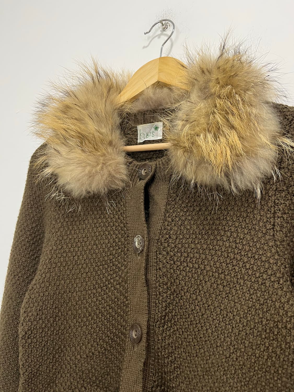 일본 빈티지 모리걸 퍼카라 브라운 하찌 니트 가디건 상품이미지3