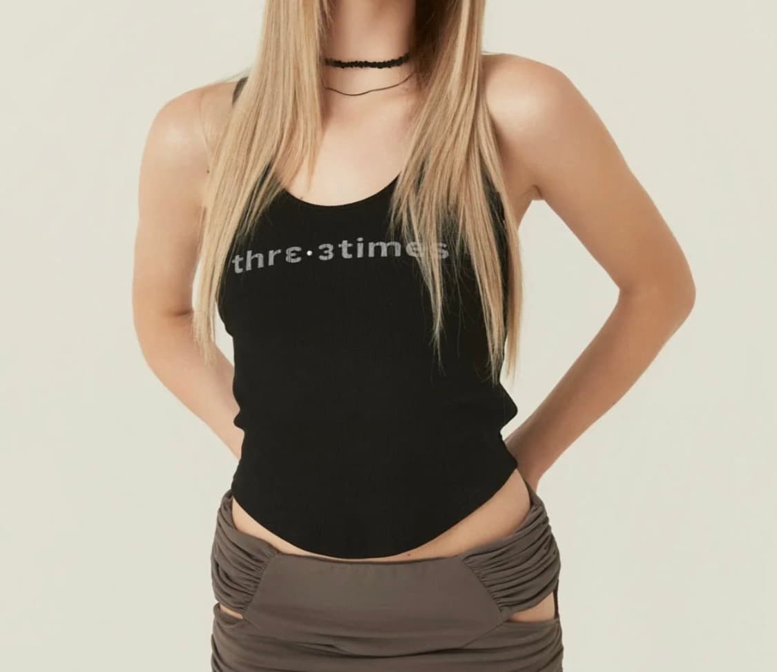 쓰리타임즈 하트 스터드 탱크 탑 블랙 s 상품이미지1