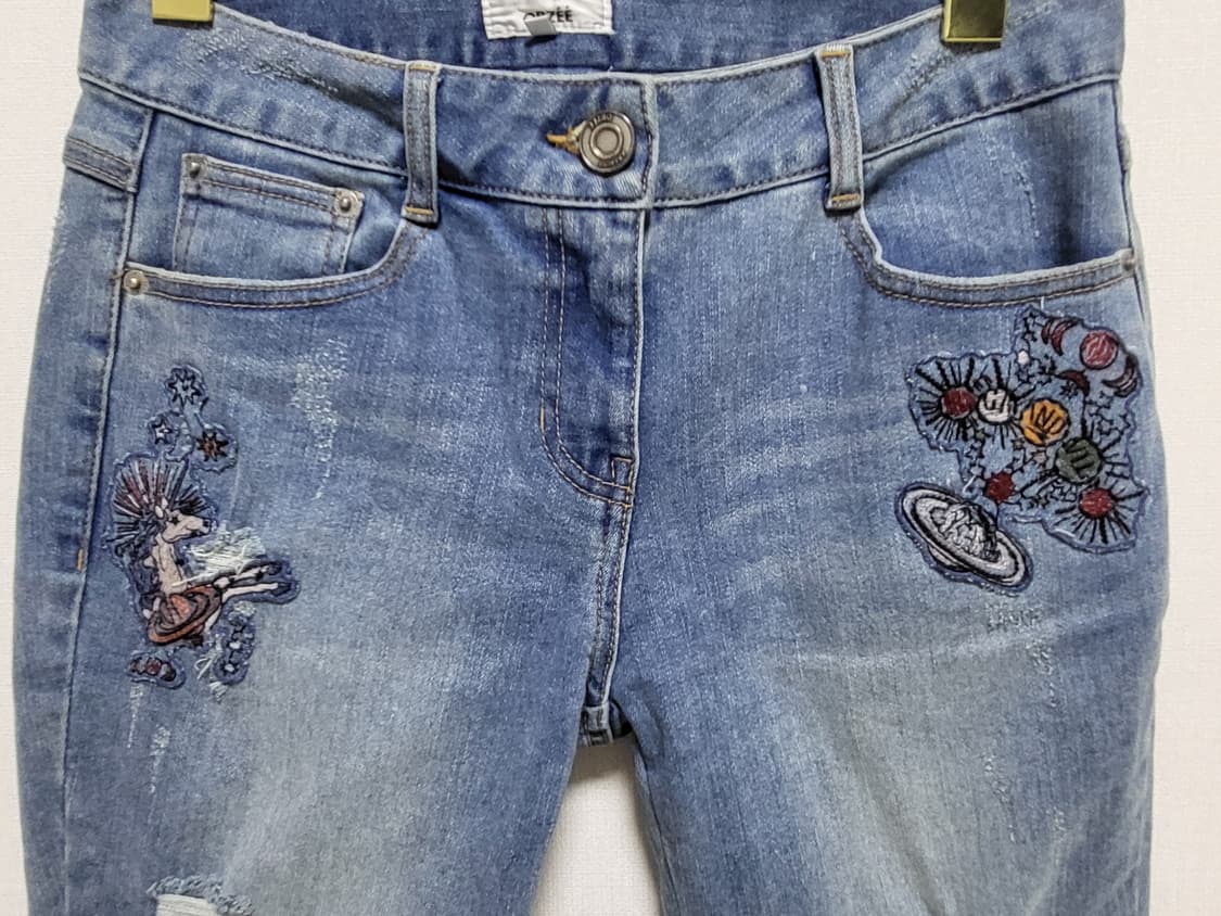오브제 자수  데님 청바지 M 55-66 상품이미지5
