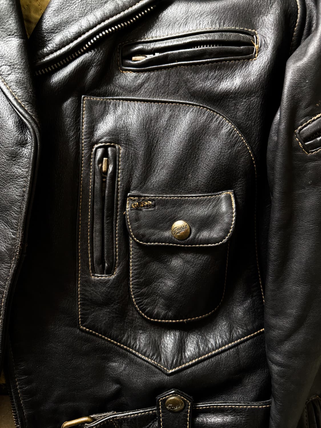 90s GUESS GENUINE LEATHER BIKER JACKET 상품이미지8