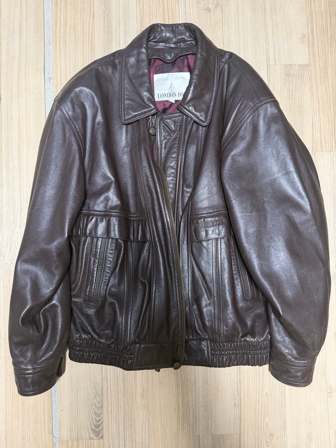 런던포그 빈티지 브라운 레더 자켓 105 상품이미지1