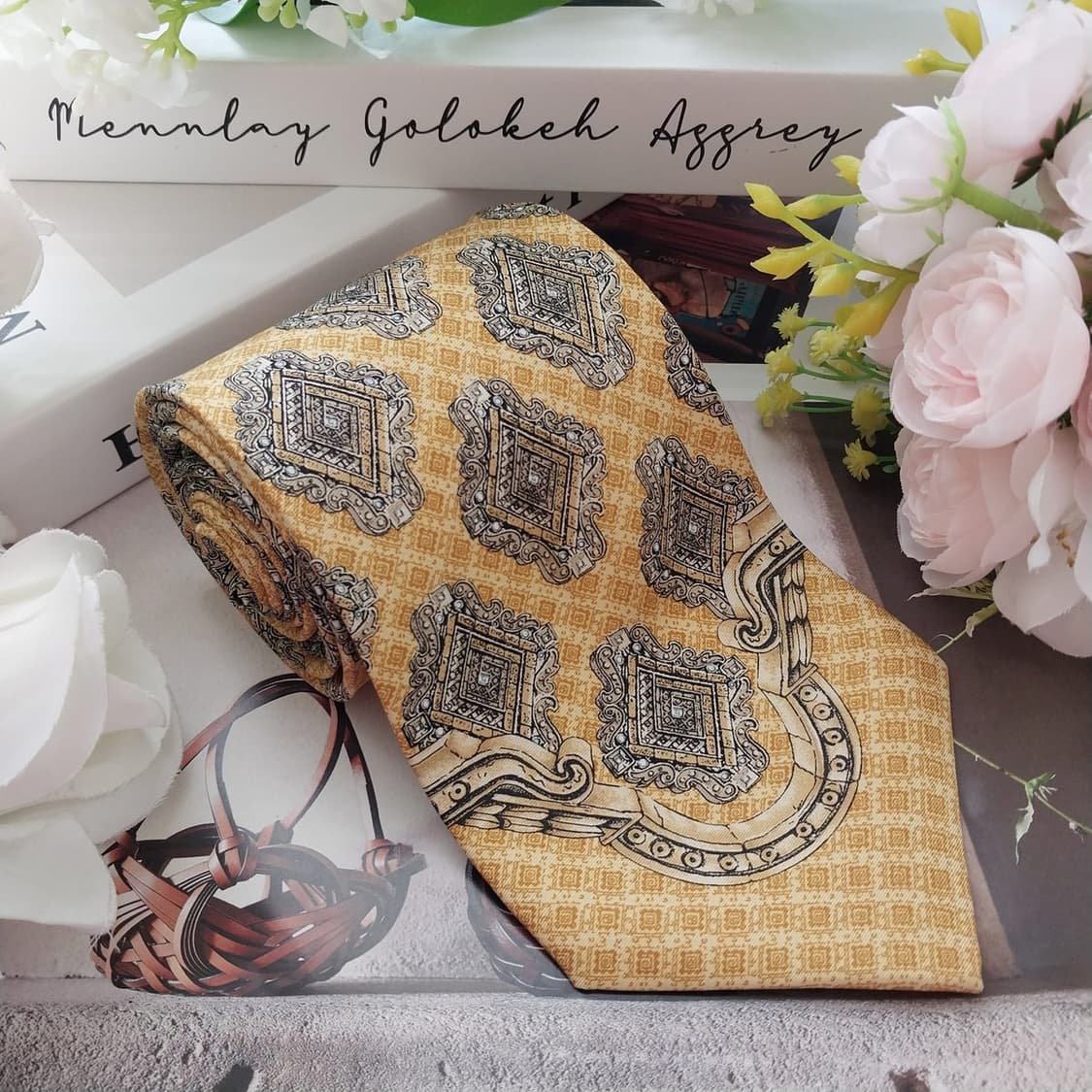 지안프랑코 페레 오너먼트 패턴 넥타이 9.6cm S~A+등급 K2475 상품이미지4