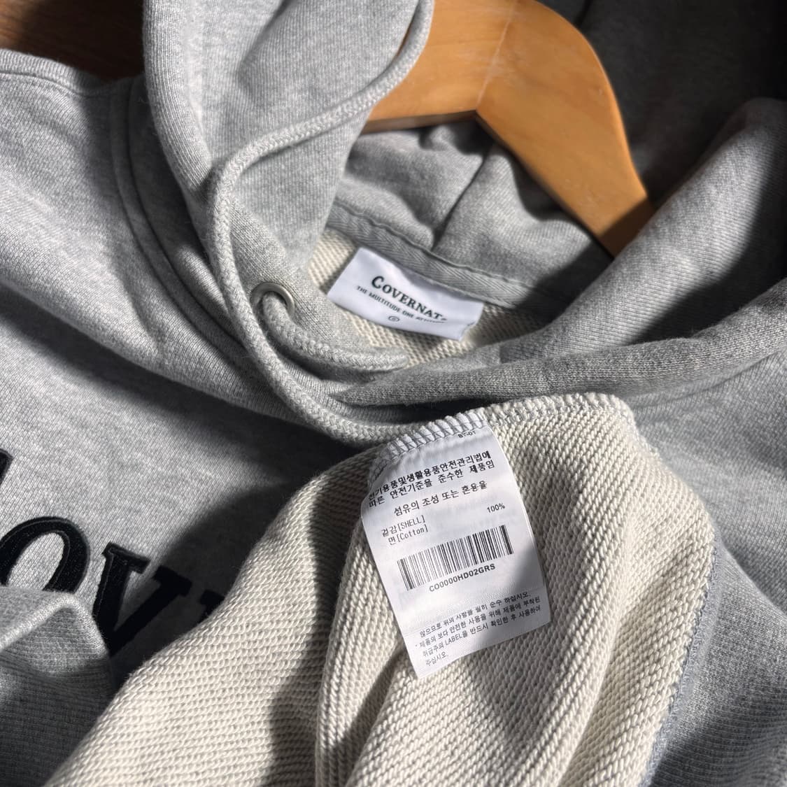 커버낫 루즈핏 S 그레이 후드 티셔츠 루즈핏 후디 무신사 상품이미지5