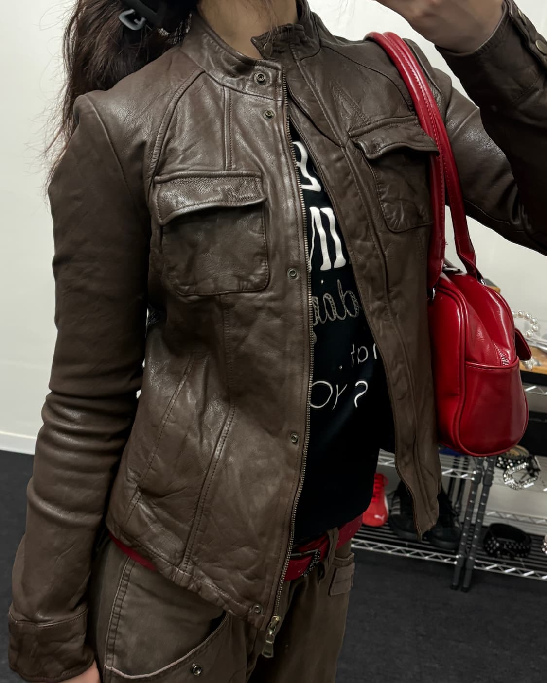 올드 빈티지 브라운 리얼 램스킨 레더 자켓 상품이미지2