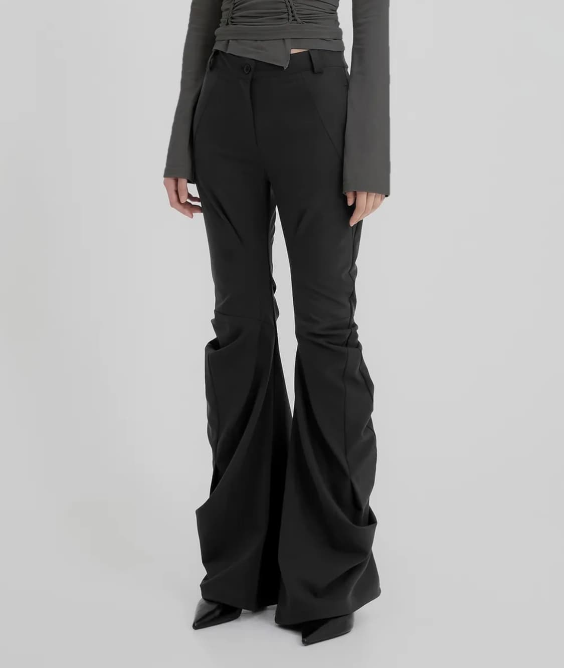 플레어업 바지 Asymmetrical Drape Pants black 상품이미지1