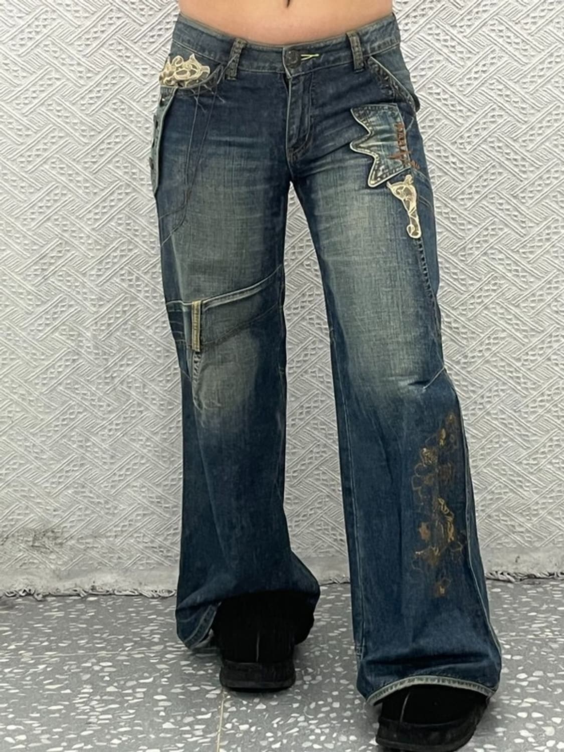 빈티지 올드스쿨 오리엔탈 패치포인트 데님 팬츠 26인치 C06713 상품이미지2