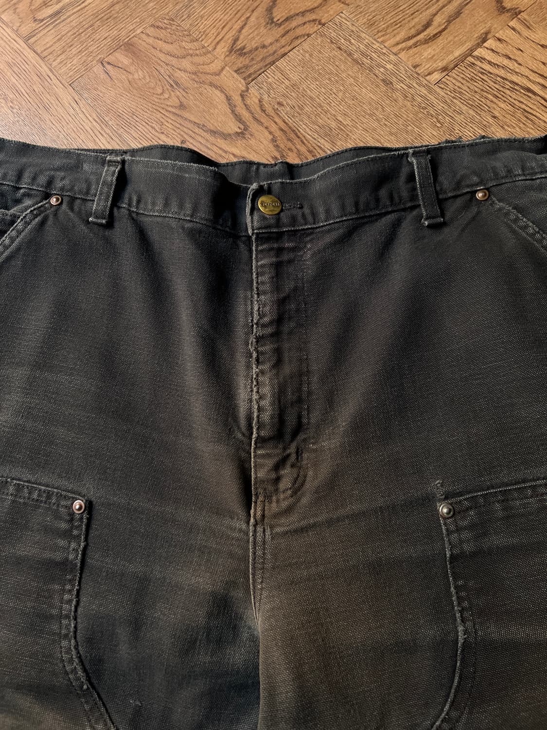 [38]칼하트 USA 빈티지 페이딩 블랙 더블니 워크팬츠 상품이미지4