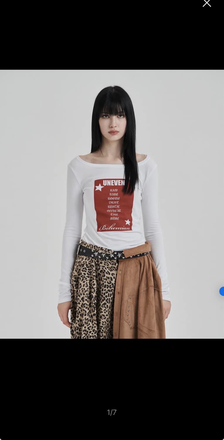 Red Uneven graphic longsleeve 일리오 상품이미지1