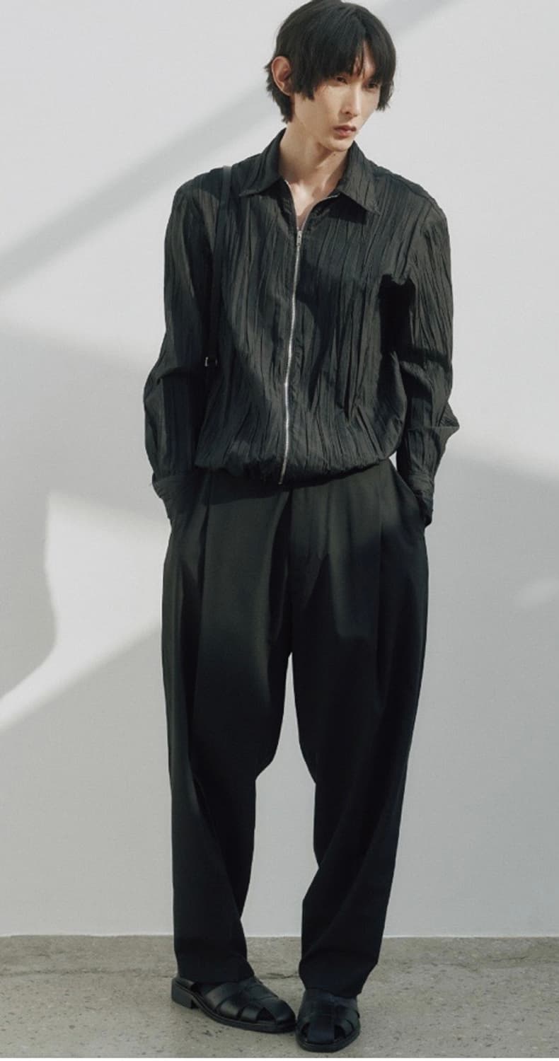 노이어 크링클 집업 셔츠 (블랙) 52 상품이미지1