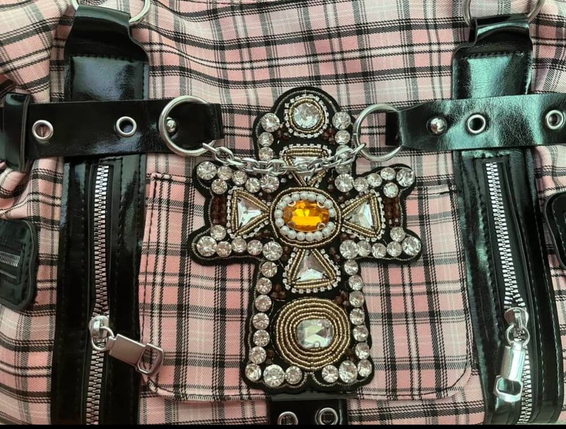 Y2k 갸루 펑크 핑크 체크 백 가방 상품이미지2