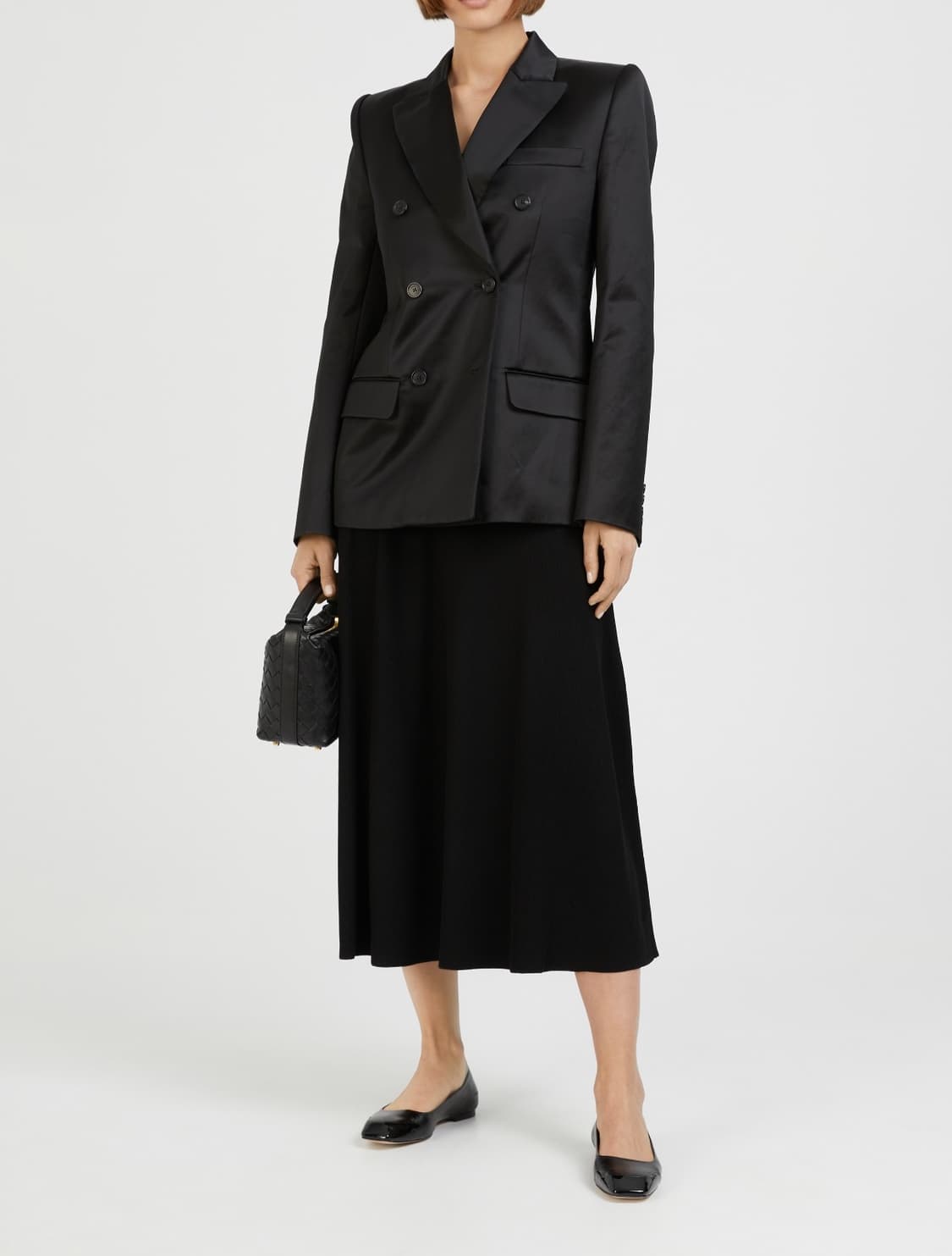 (정품/새상품) KHAITE 케이트 여성 블랙 새틴 더블 블레이저 자켓  상품이미지4