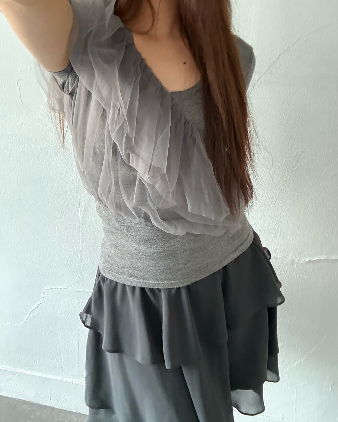 Charcoal knit top + bustier set 상품이미지6