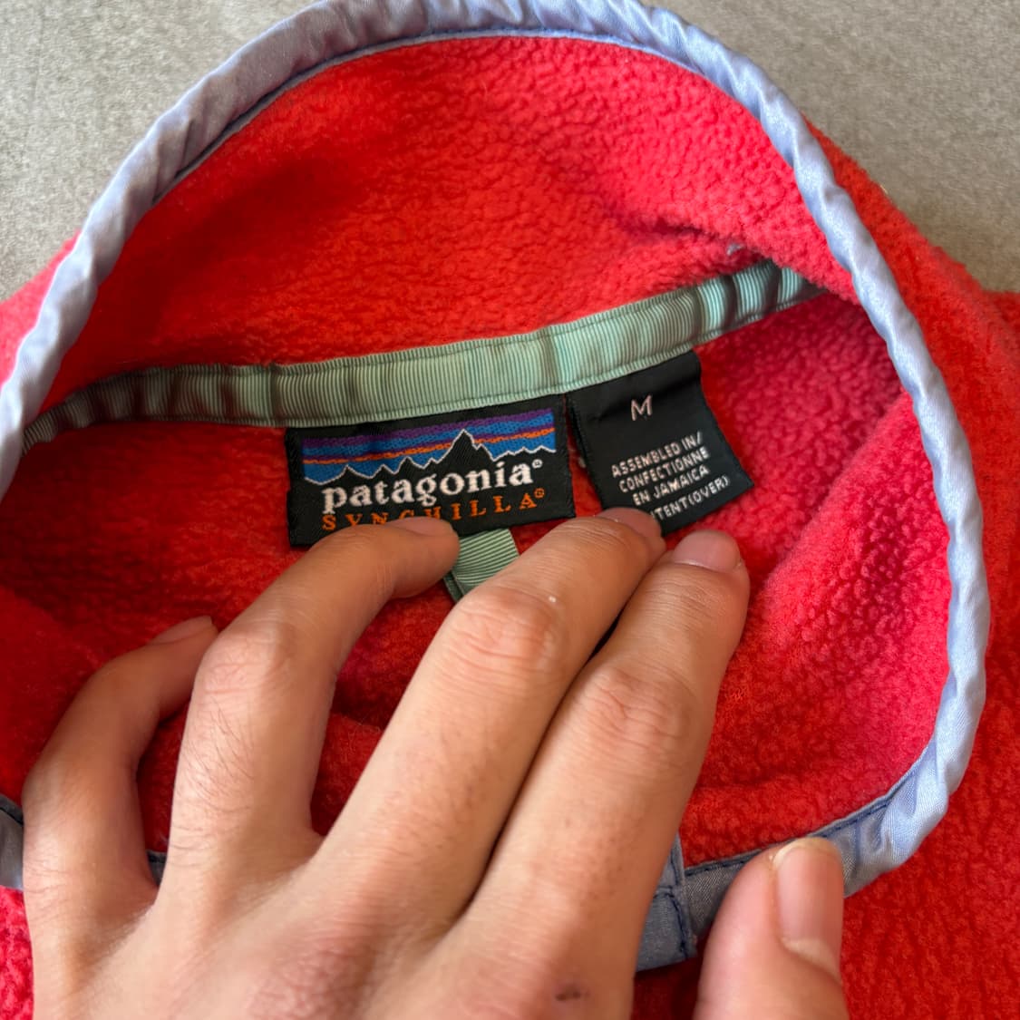 90s 90년대 자메이카 생산 파타고니아 신칠라 핑크 스냅티  상품이미지5