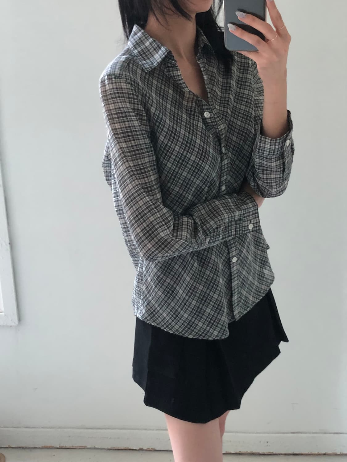 일본빈티지 체크 셔츠 블라우스 상품이미지4
