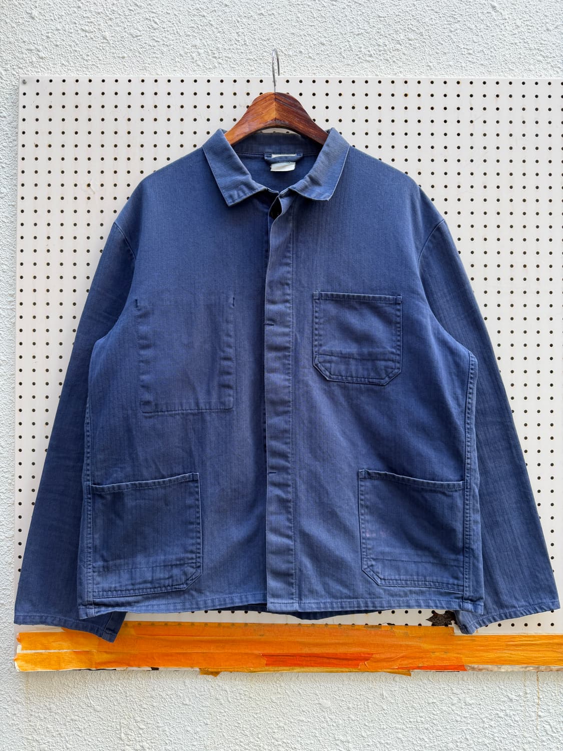 1980s FADED WASHED HBT 헤링본트윌 프렌치워크자켓 상품이미지1