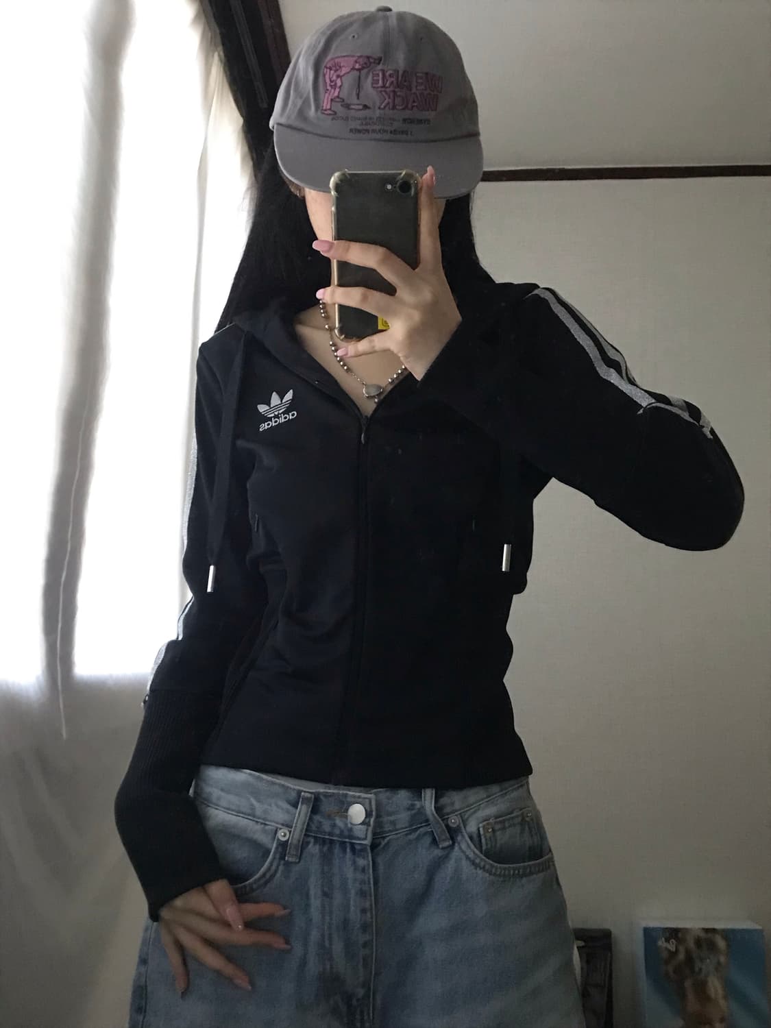 아디다스 블랙 실버 딱붙핏 후드 져지 상품이미지1