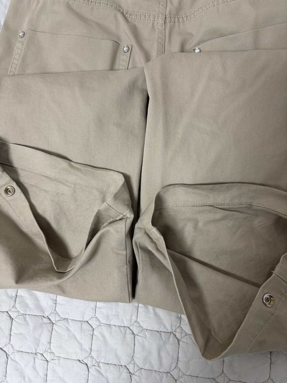 [2] 9999아카이브 쥬얼리 리벳 더블니 팬츠 베이지 상품이미지8