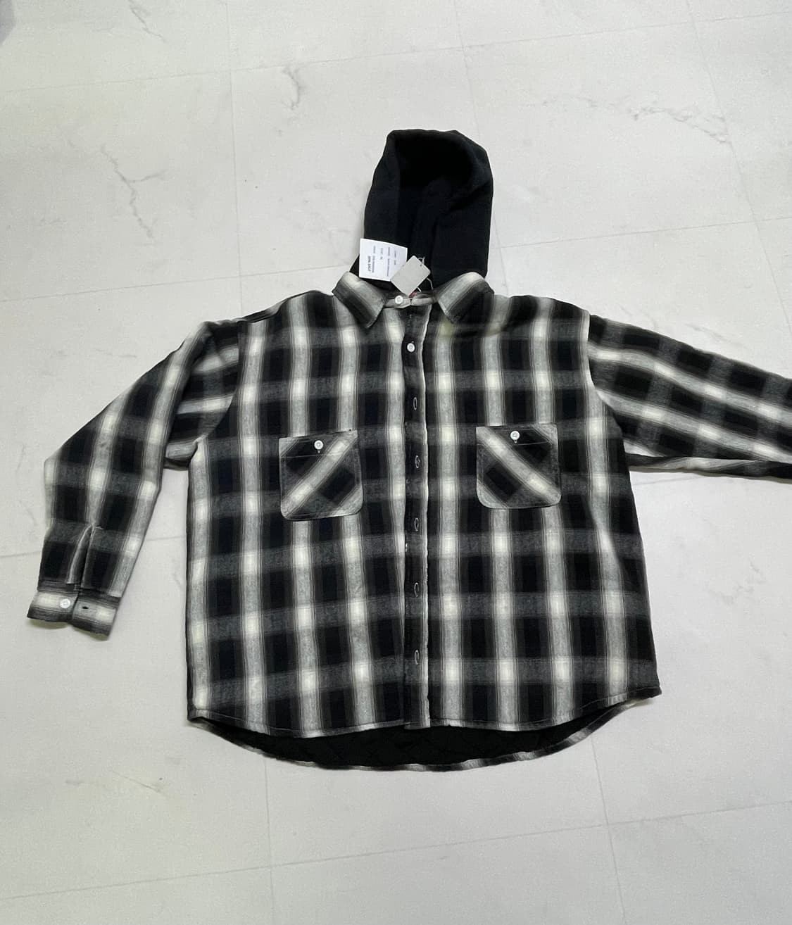 세인트 마이클 셔츠 파카 체크 블랙 화이트  상품이미지1