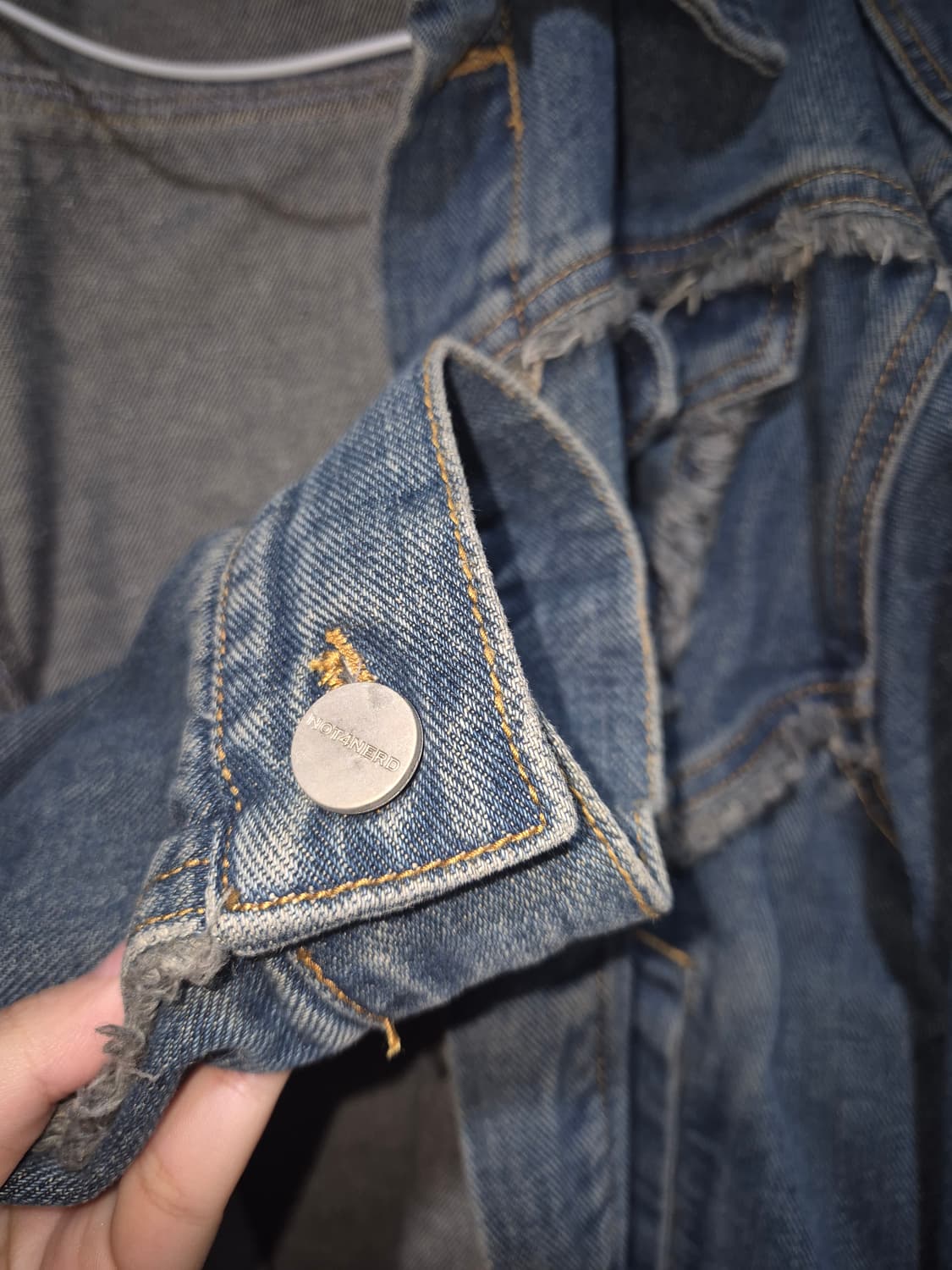 Cut Off Crop Denim Jacket - Deep Blue 상품이미지2