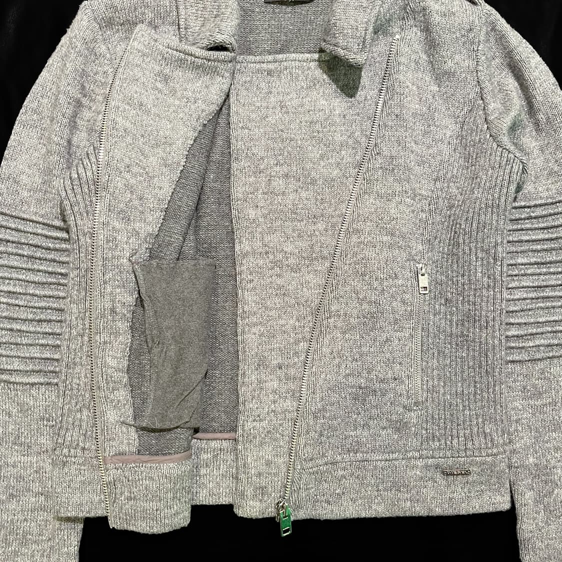 디젤 그레이 니트 바이커 자켓 상품이미지6