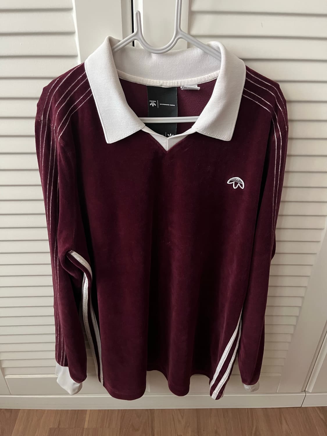 아디다스 x 알렉산더 왕 롱슬리브 벨루어 폴로 버건디 상품이미지1