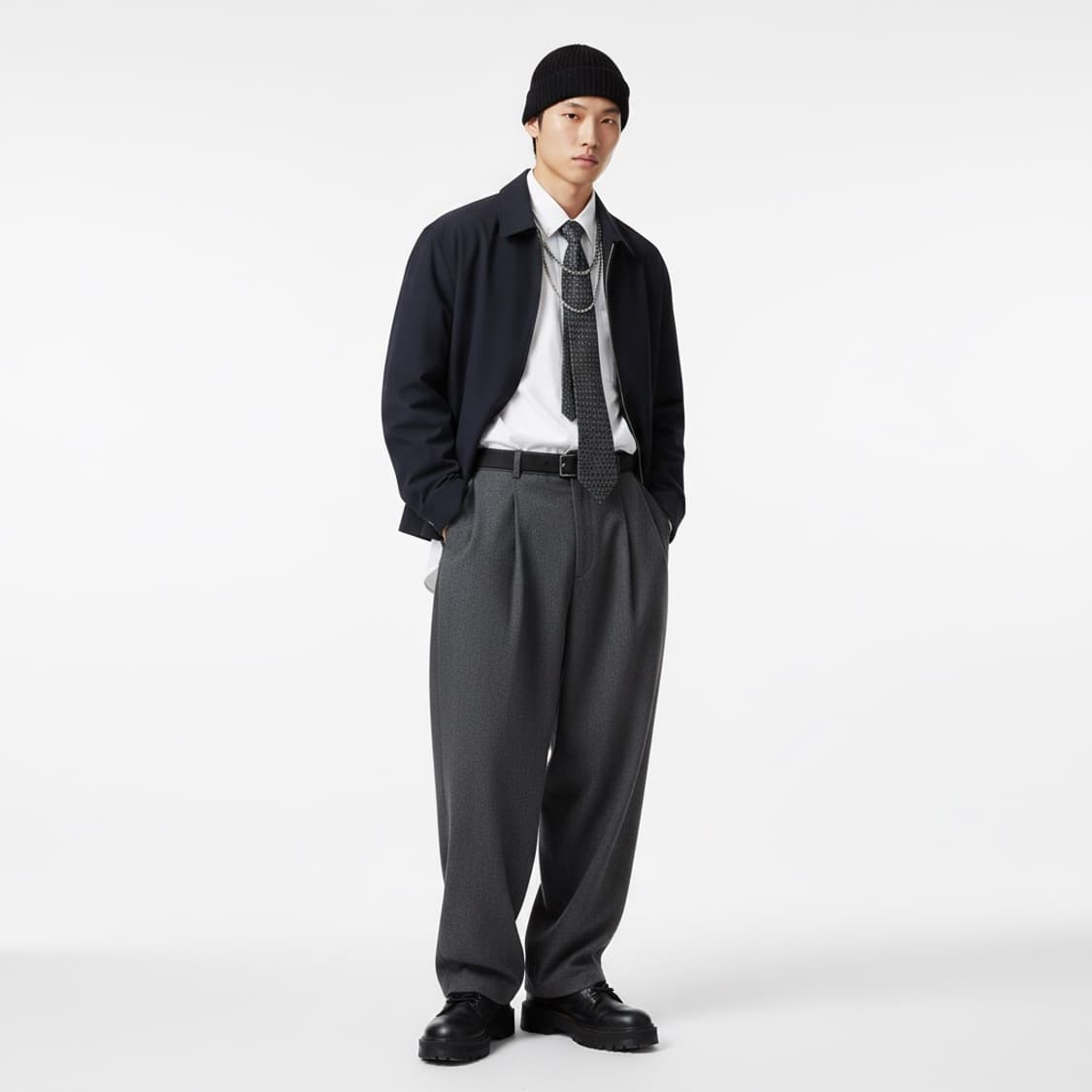 Hermes 에르메스 네이비 실크 넥타이 OS (클래식) 상품이미지1