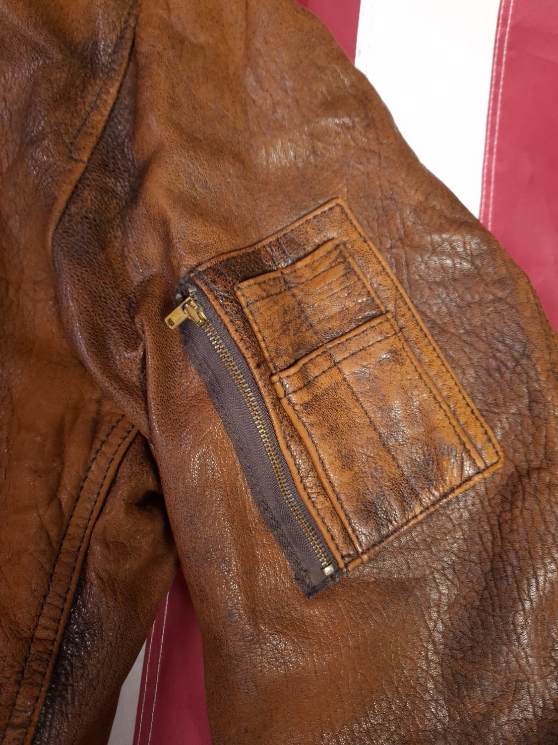 80's 국내산 리얼레더 밀리터리 MA-1 항공자켓 상품이미지6