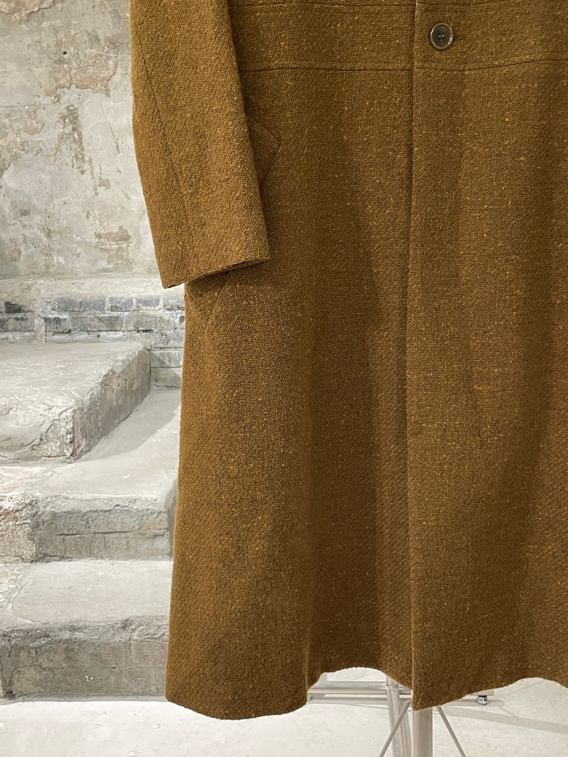 주카 골드 브라운 히든버튼 트위드 울 코트 상품이미지4