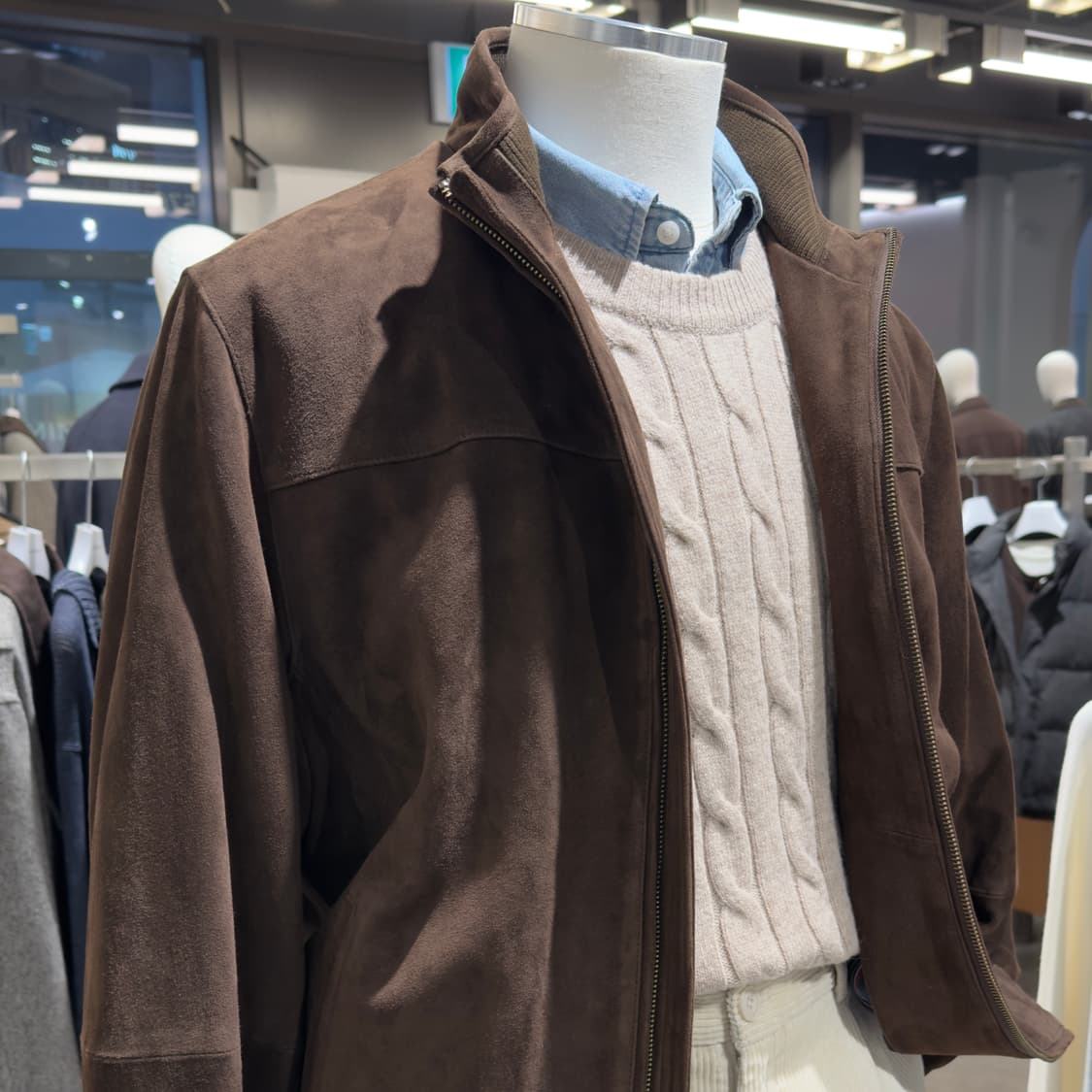 [새상품] 브룩스브라더스 염소가죽 스웨이드 집업 블루종 상품이미지4