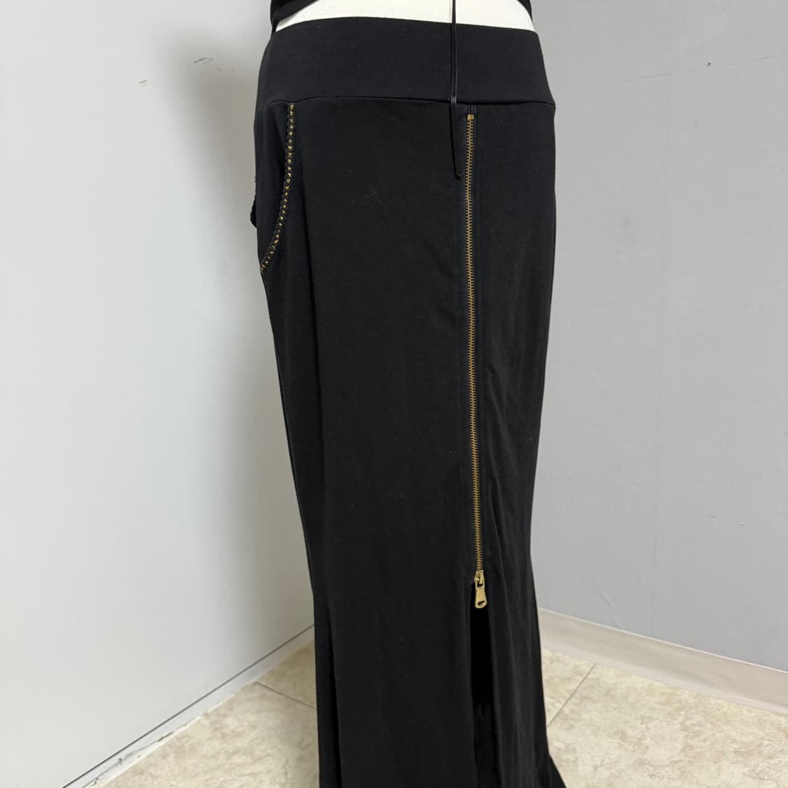 G.O.A st 갸루 펑크 지퍼 금장 롱 스커트 상품이미지2