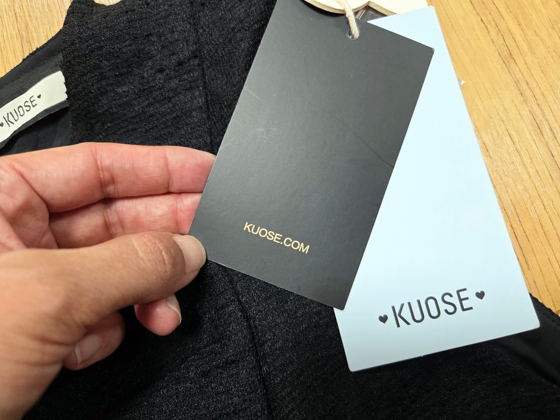 쿠오세(KUOSE) 민소매 리본 블랙 원피스 55-66 새상품 상품이미지8