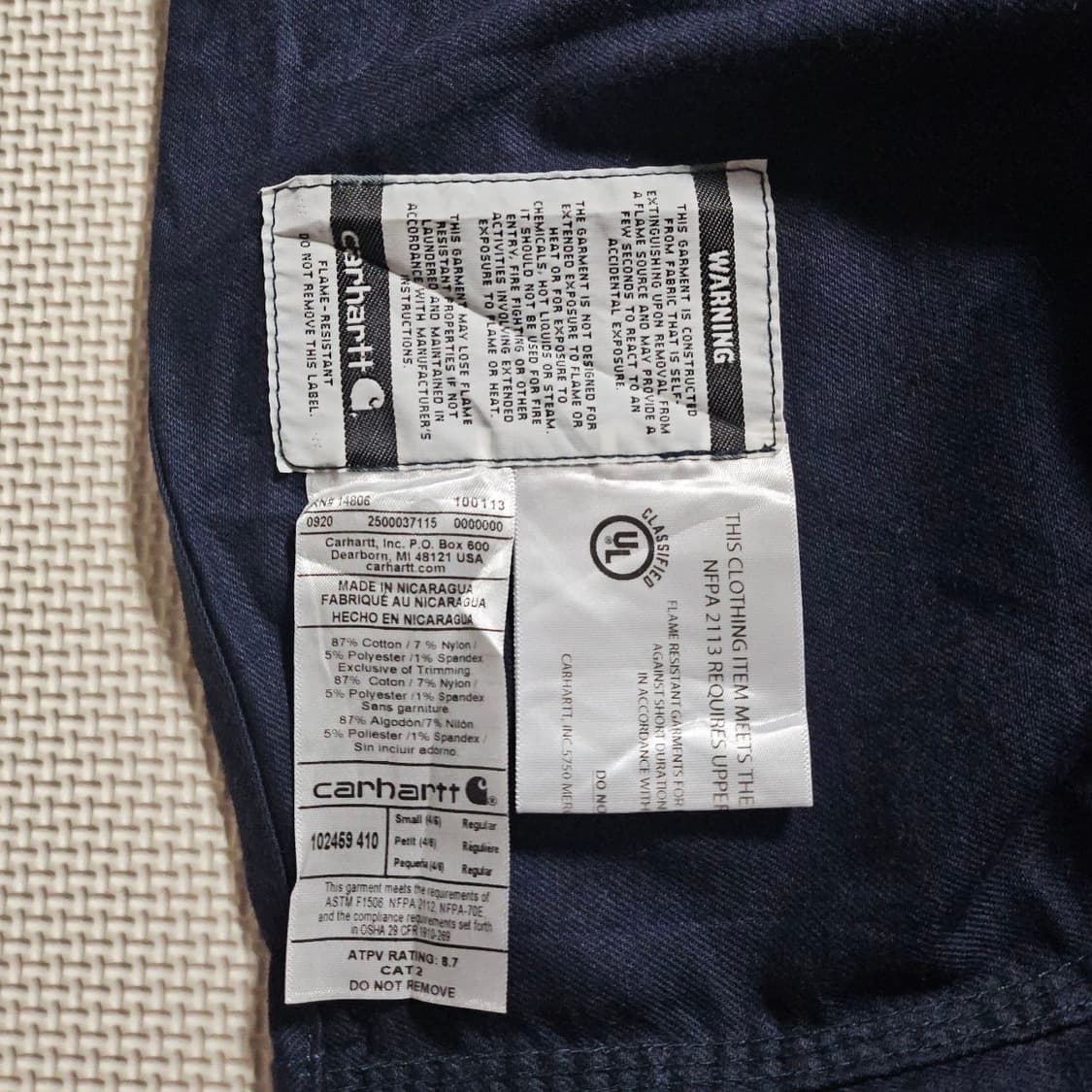 Carhartt 칼하트 네이비 난연 워크 셔츠  상품이미지6