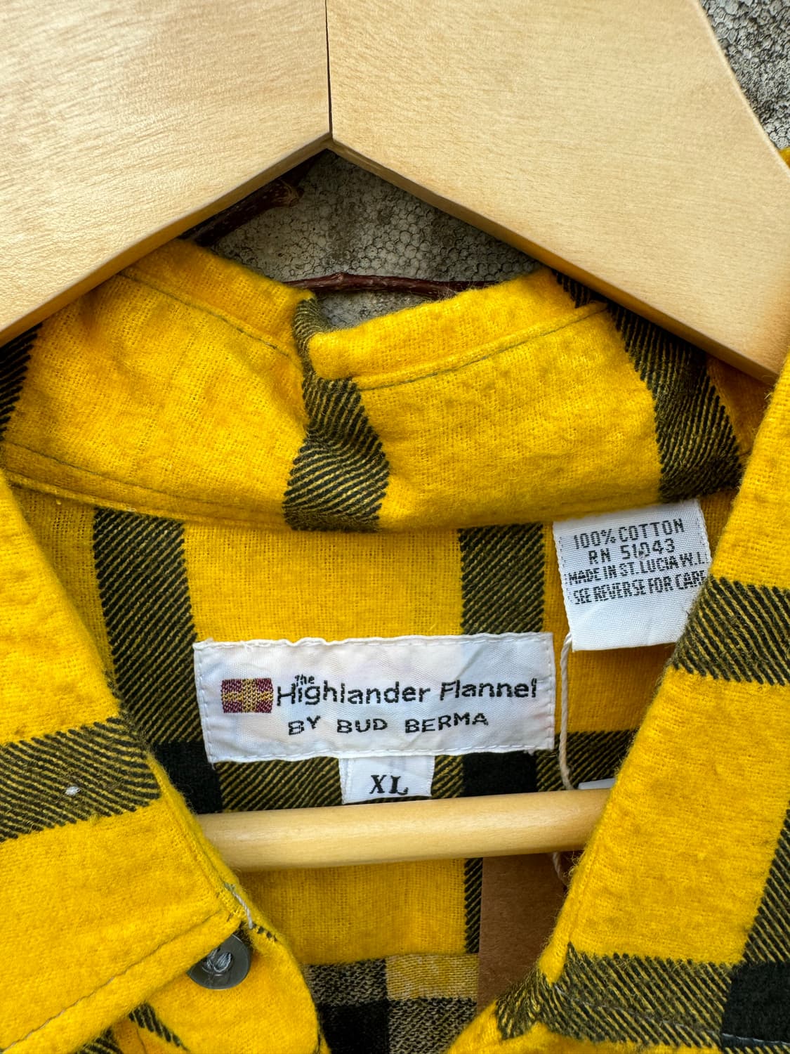 일본 빈티지 옐로우 체크 플란넬 셔츠 XL 상품이미지4