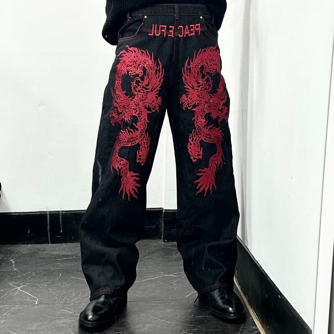 드래곤 엠브로이더리 데님 팬츠 상품이미지2