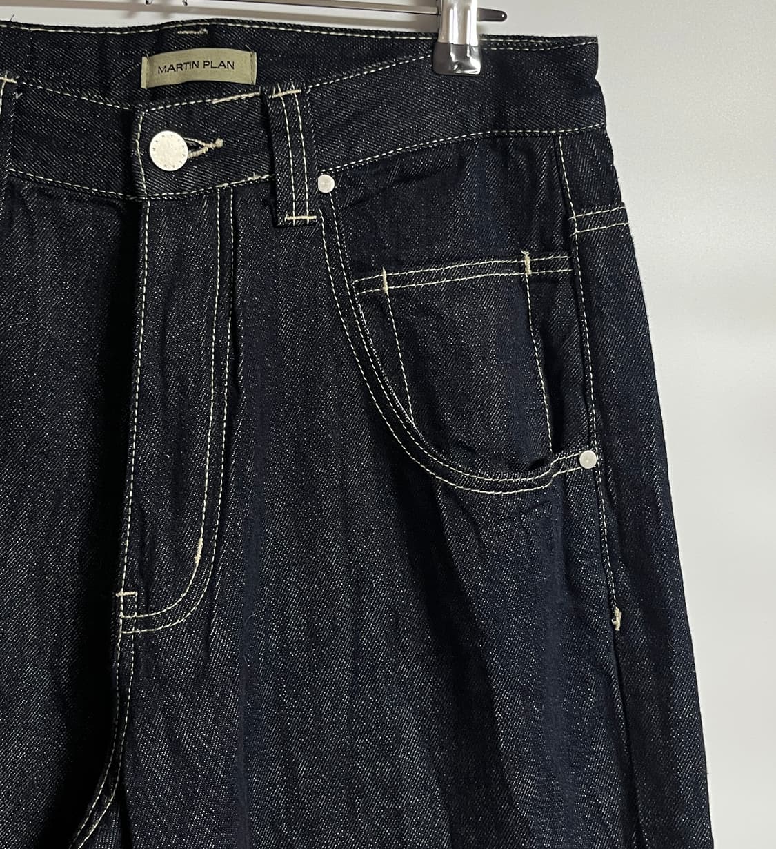 마틴플랜 더블니 캣워싱 와이드 생지 데님 팬츠 청바지 30 상품이미지5