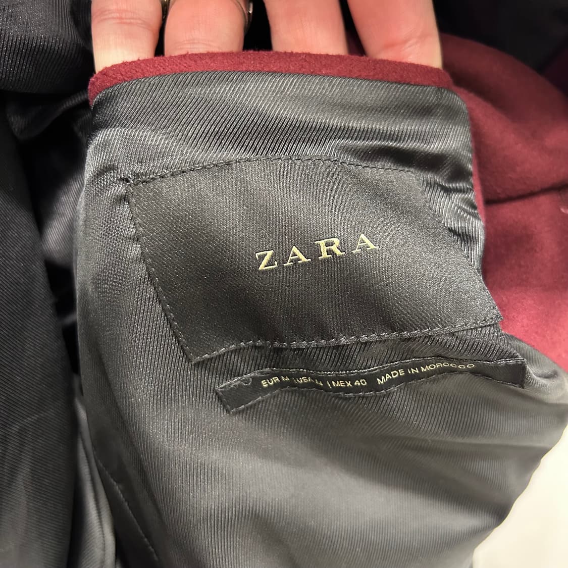 자라 맨즈 울 클래식 버건디 롱코트 상품이미지4