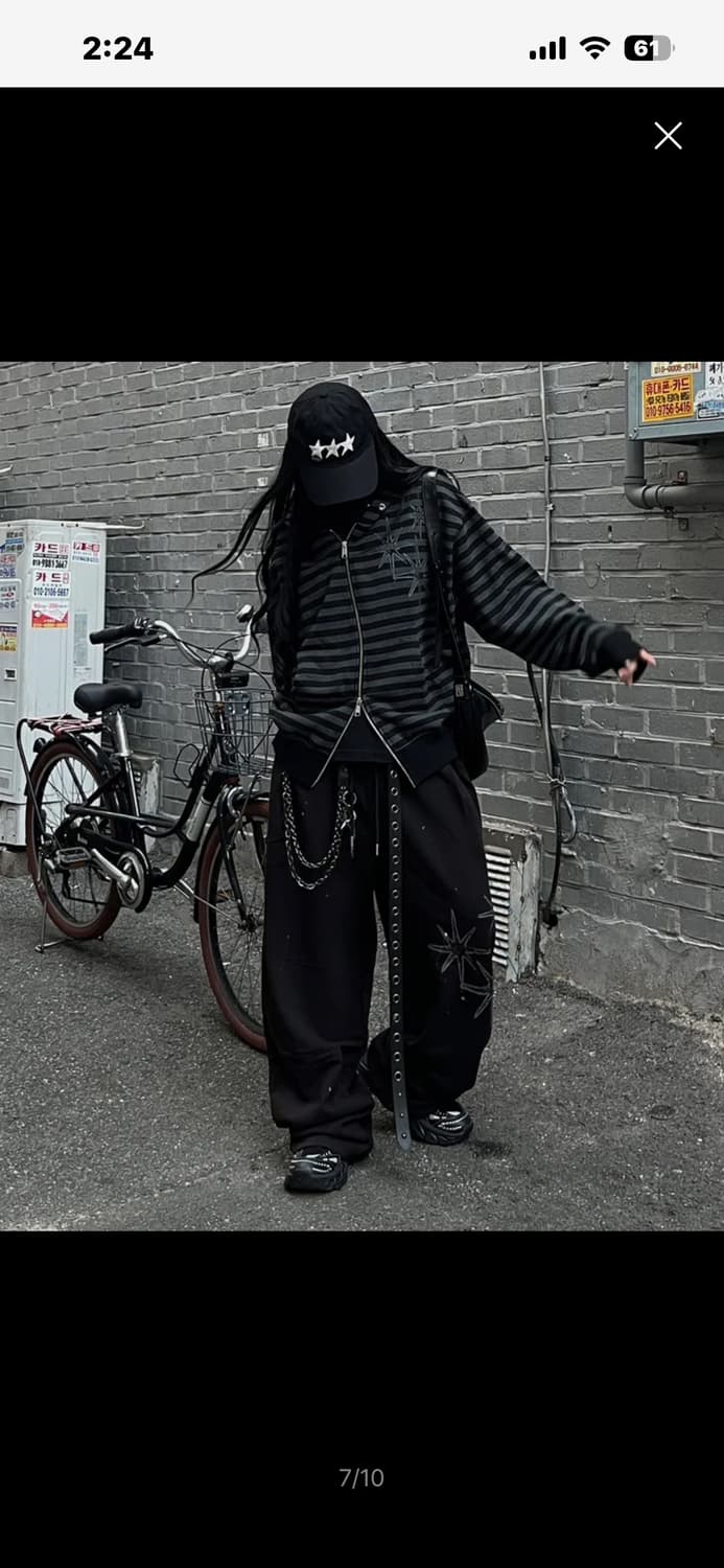 언타이틀 스테리나잇 스트라이프 후드집업 블랙 상품이미지2