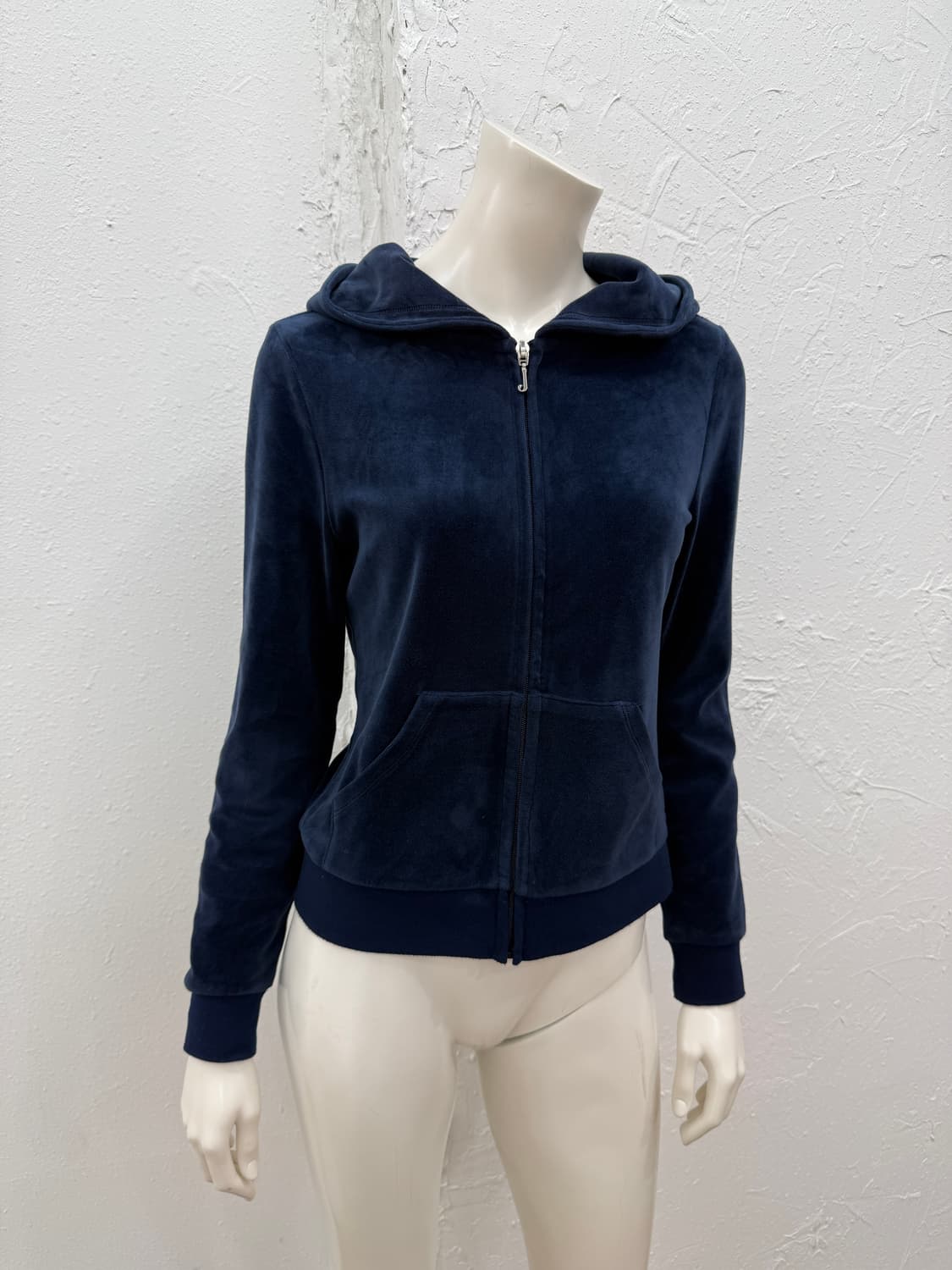 빈티지 Juicy Couture 블루 로고 벨벳 후드 집업 상품이미지3