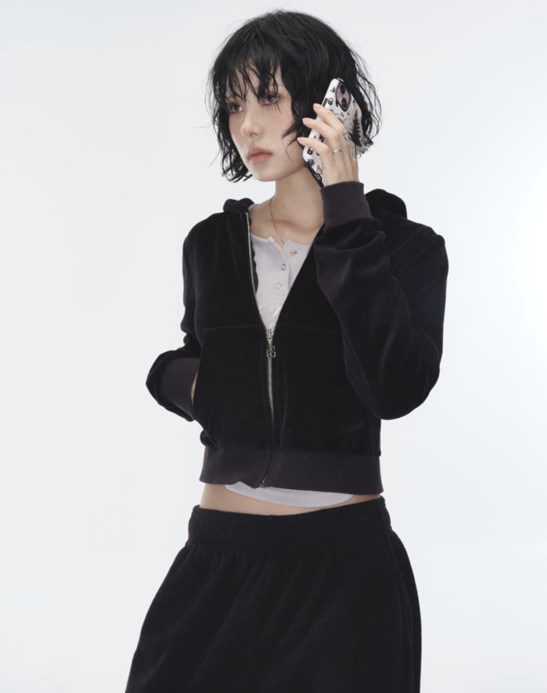 애즈온 벨벳 셋업 블랙 상품이미지2