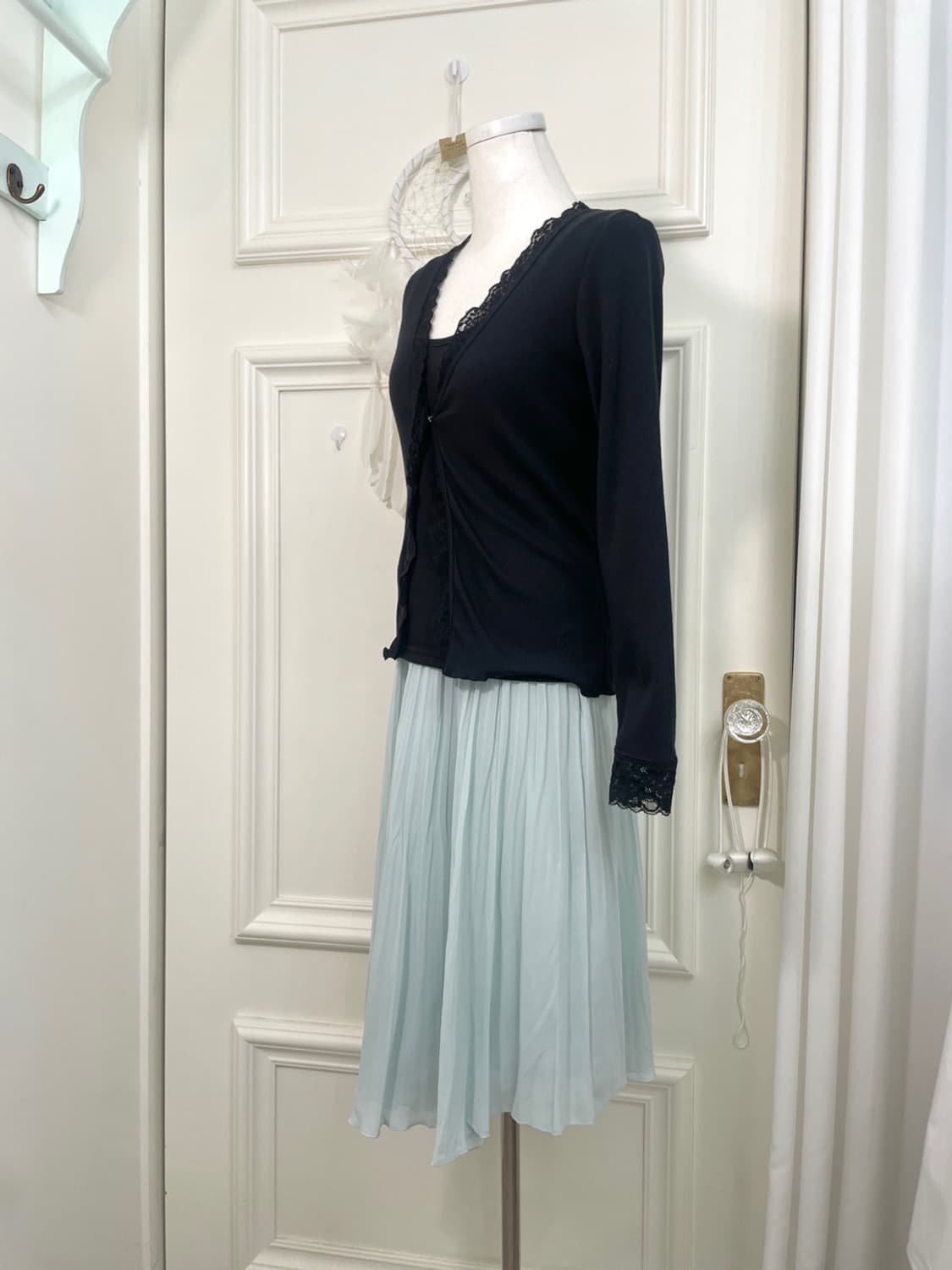 sheer mint pleats pure skirt(size-38) 상품이미지7