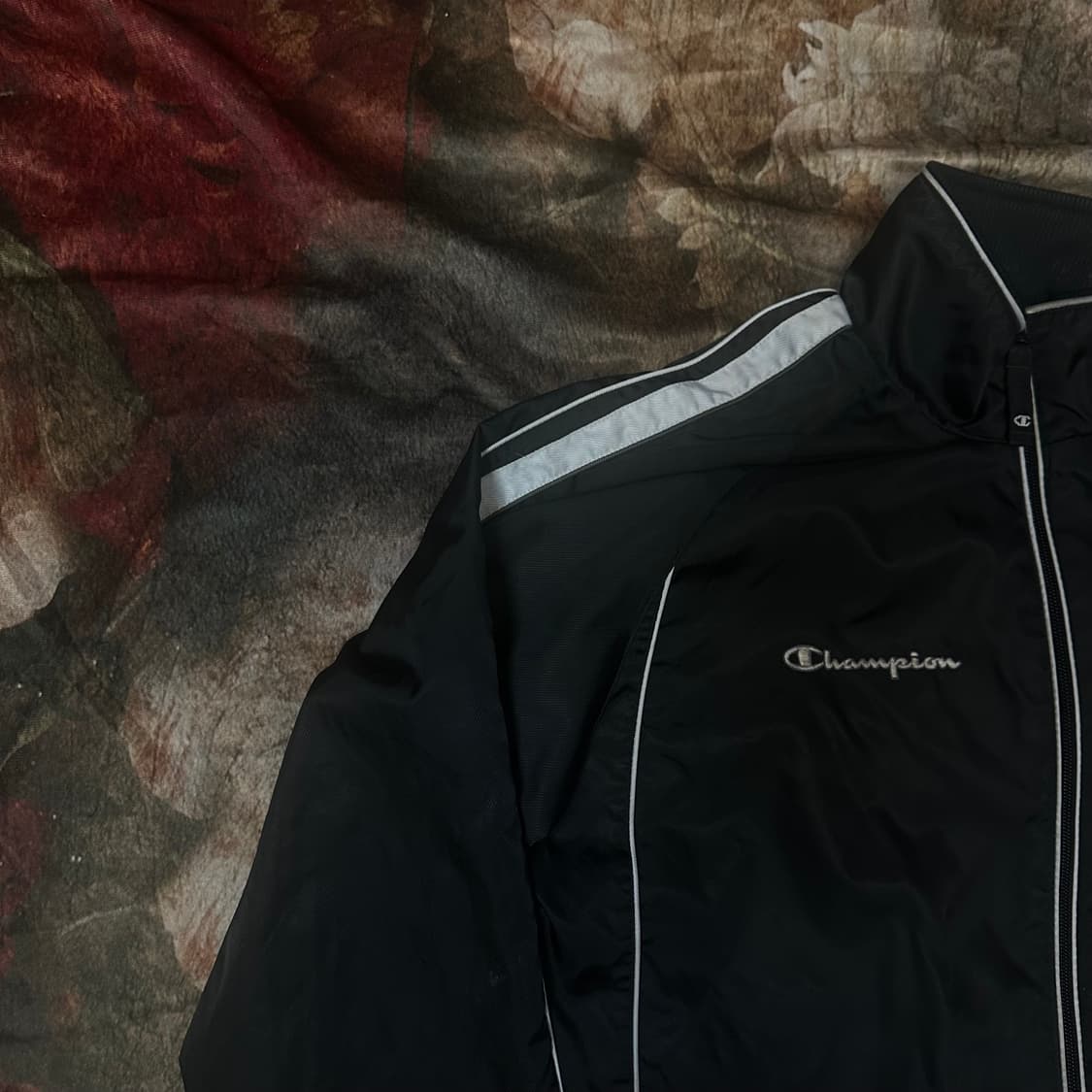 챔피온 빈티지 일본판 그레이 사이드라인 블랙바람막이 L 상품이미지2